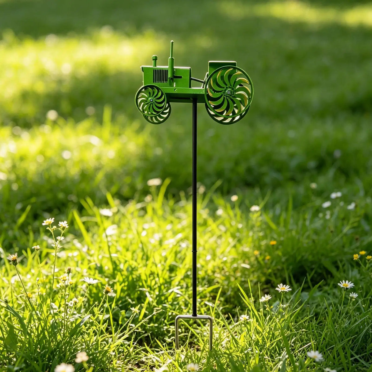 Metal Tractor Wind Spinner | Outdoor Garden Windmill Stake Decor