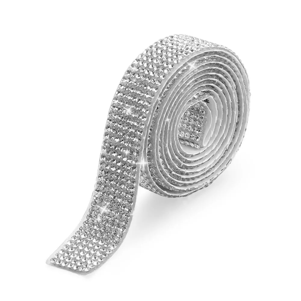 Self-Adhesive Rhinestone Trim Tape – 1 Yard Crystal Ribbon