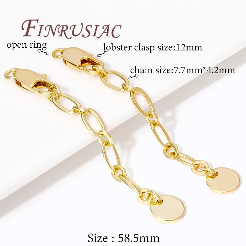 18K Gold Plated Extension Tail Chains with Lobster Clasps – 5 Pack