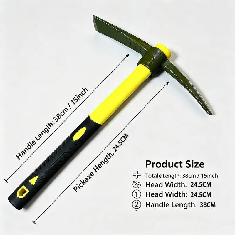 Mini Pickaxe Mattock Hoe – 15" Fiberglass Handle Garden Tool