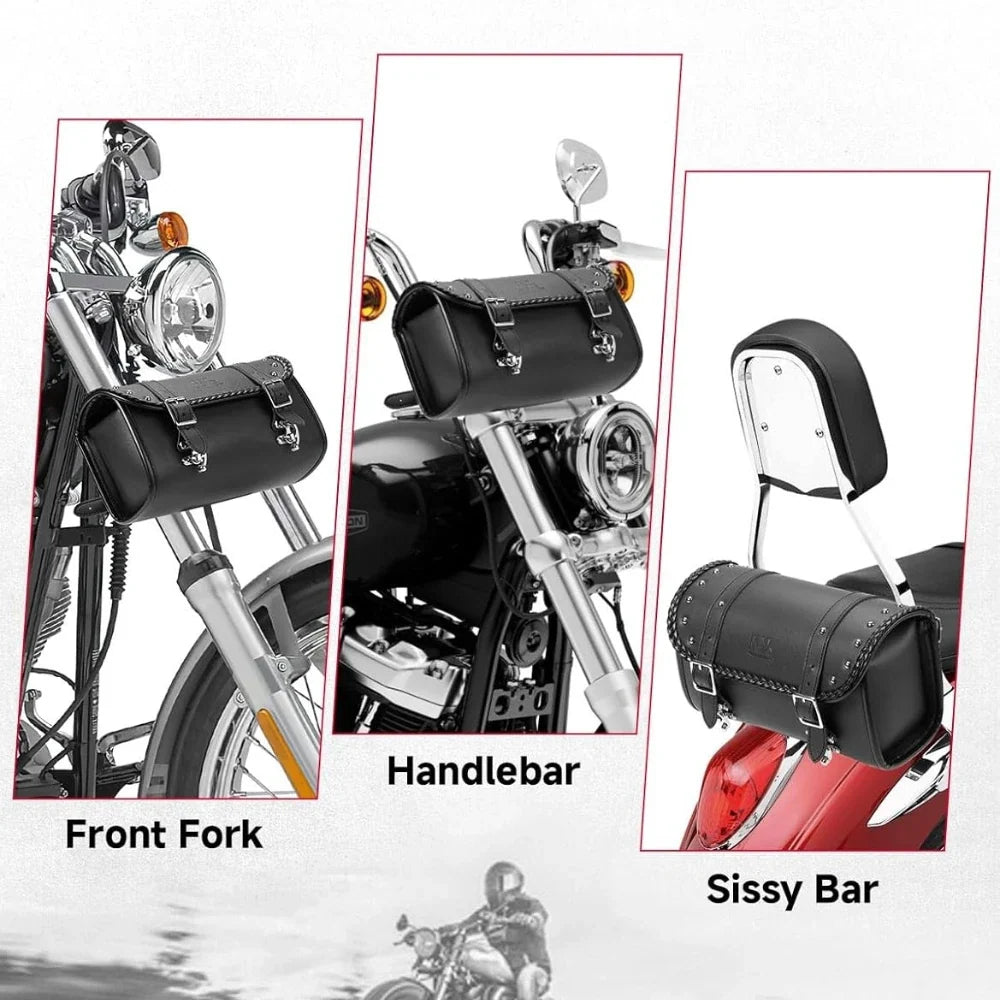 Motorcycle Fork Bag 4-5L PU Leather Waterproof Saddlebag