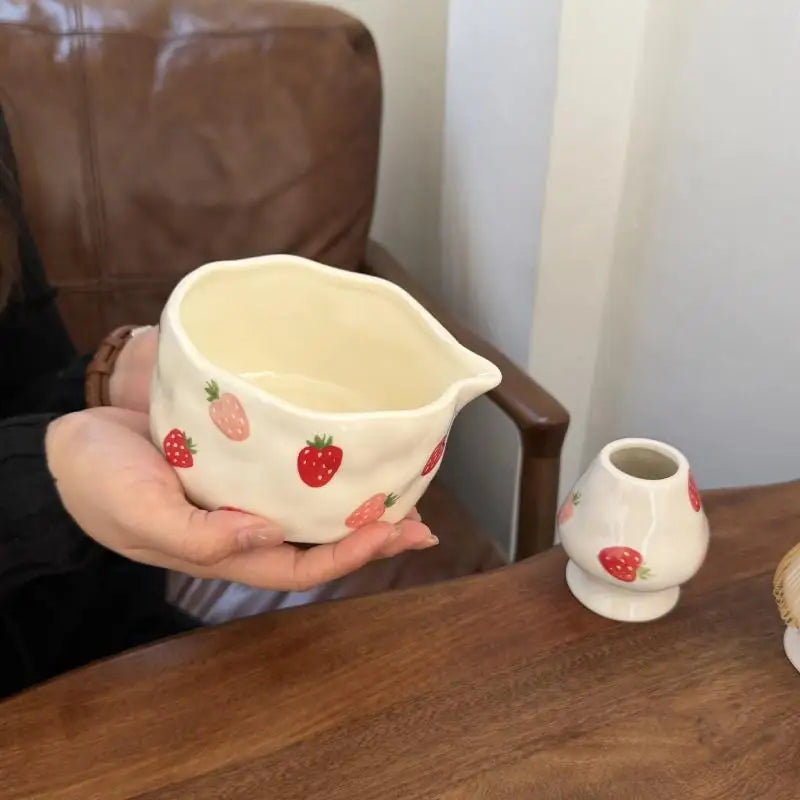 Handcrafted Ceramic Mixing Bowl Set with Pour Spout & Insert