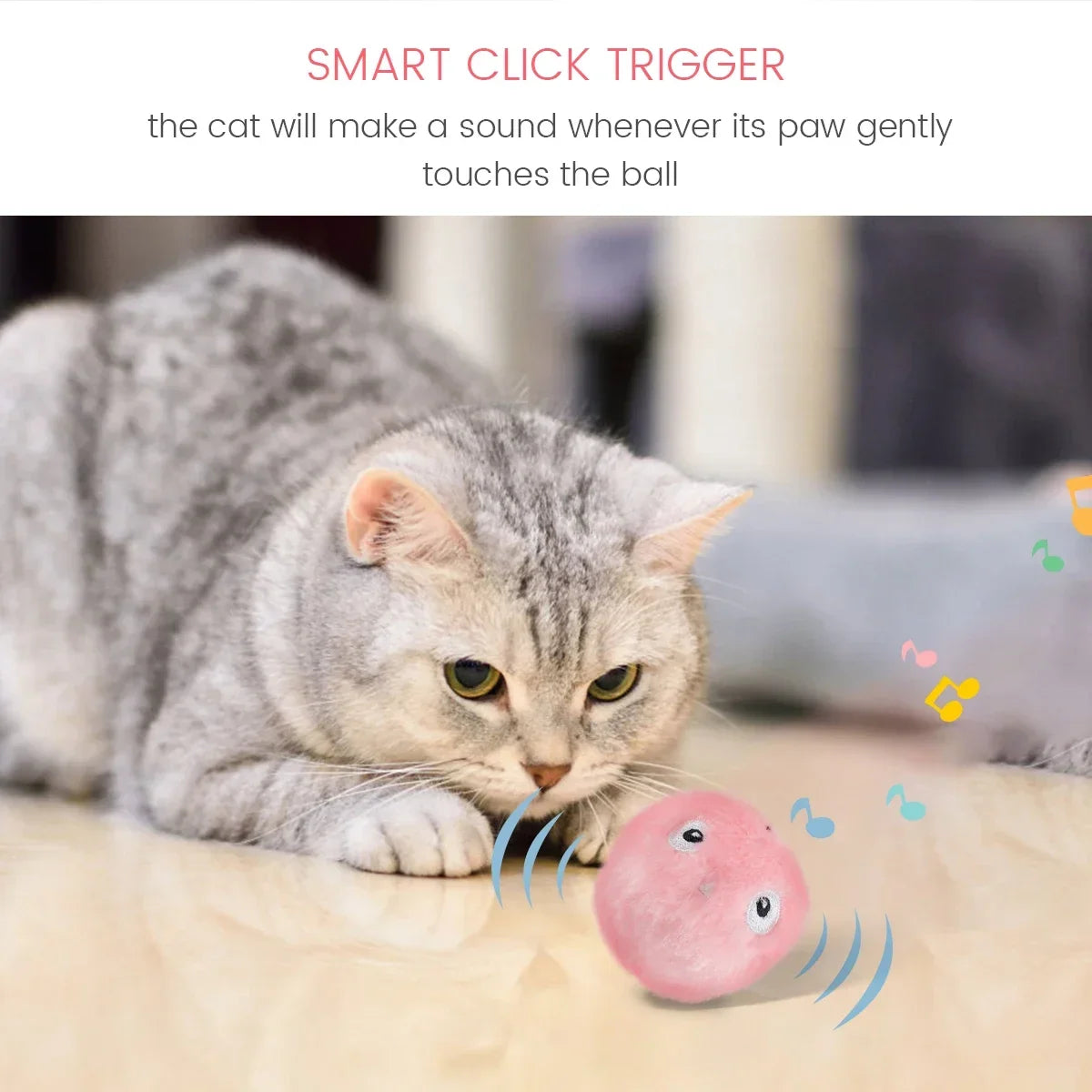 3-Pack Cat Interactive Squeaky Plush Ball Toys | Electric Moving