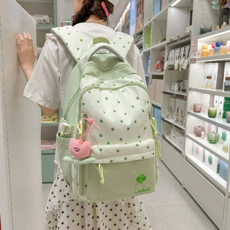 Four-Leaf Clover Backpack Women – Large Lightweight School Bag
