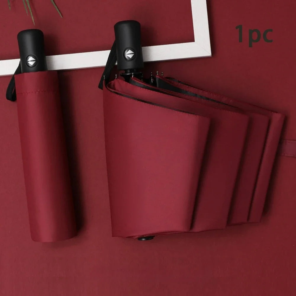8-Rib Auto Folding Windproof Travel Umbrella | One-Touch Open