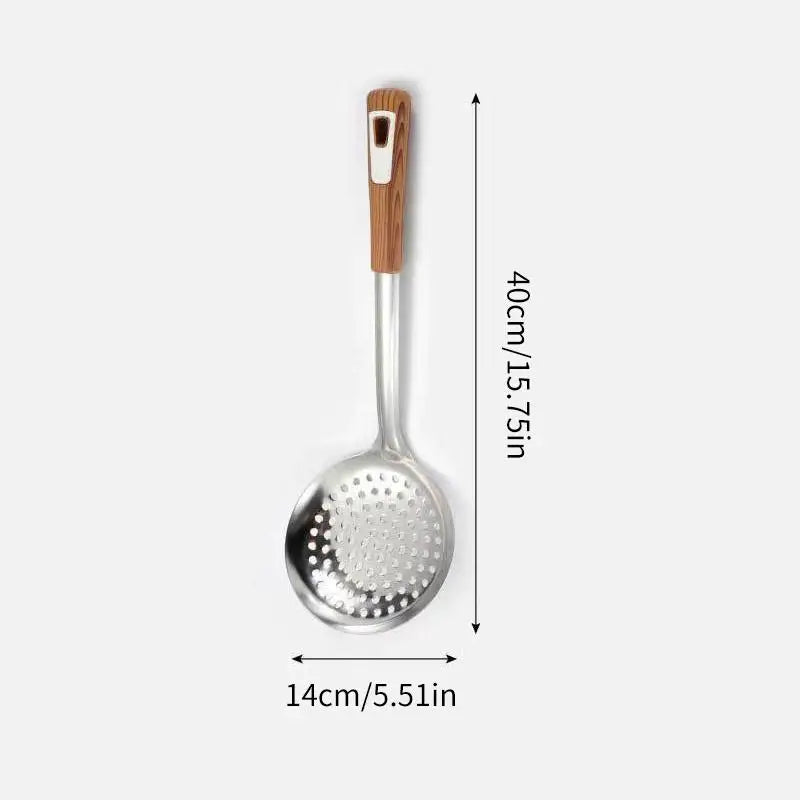 Stainless Steel Colander Spoon – Oval Oil Skimmer & Mesh Sifter