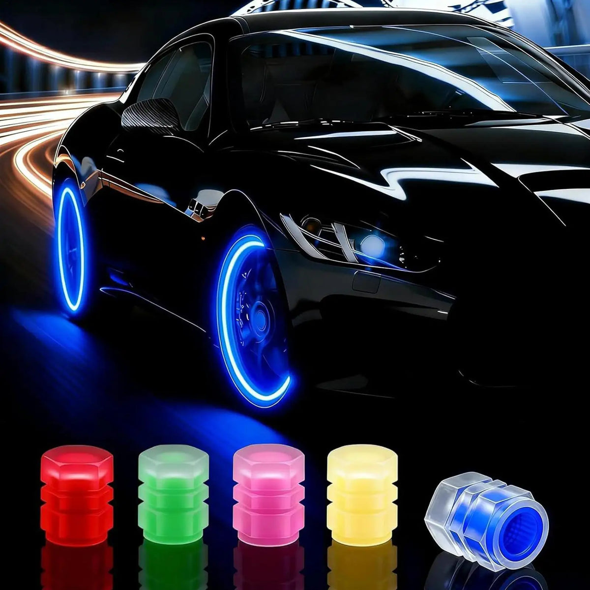 20pcs Glow-in-the-Dark Tire Valve Caps | Fluorescent Stem Covers
