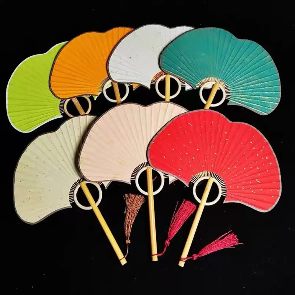 Vintage Rice Paper Ginkgo Round Fan – Chinese Style Décor