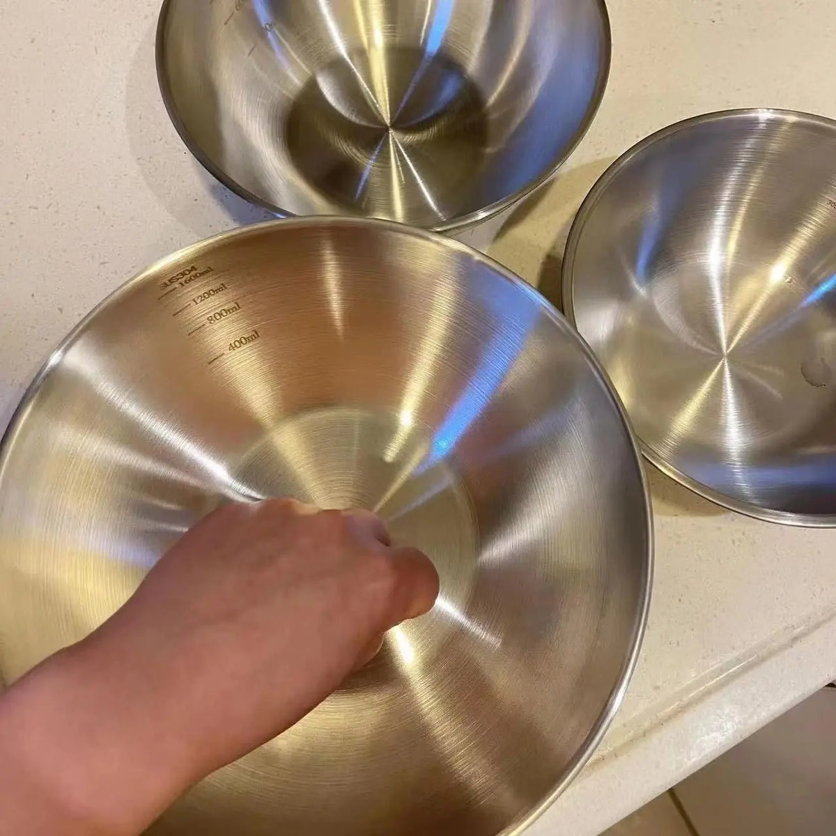 Stainless Steel Mixing Bowl Set with Scale – 1-3 Pcs