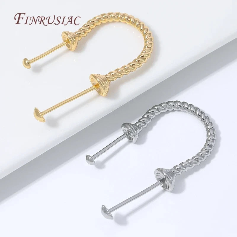 18K Gold Plated Twisted Hoop Earring Findings | DIY Pearl Drop