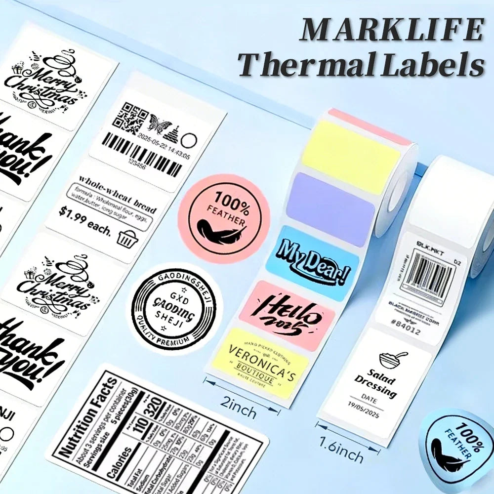 Marklife Thermal Label Rolls – Waterproof Self-Adhesive Stickers