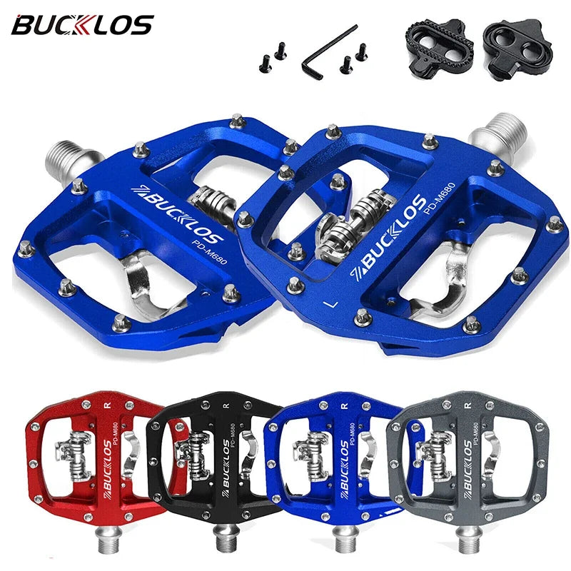 BUCKLOS Dual Function MTB Pedals SPD Clipless & Flat Platform