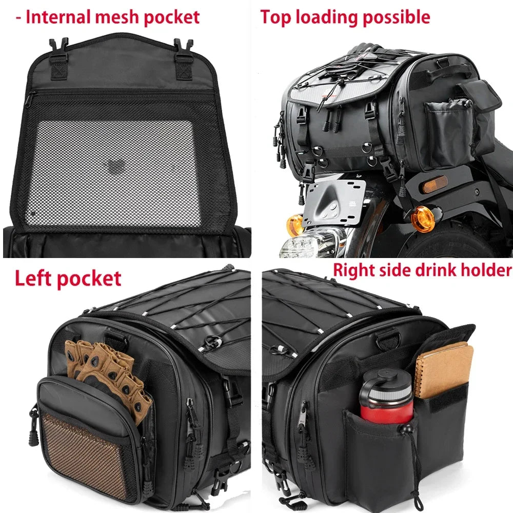 KEMITOUR Expandable Motorcycle Tail Bag – Waterproof PVC Pannier