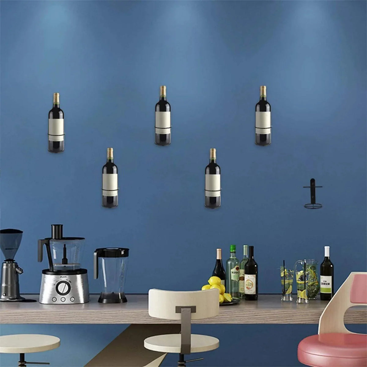Wall Mounted Iron Wine Bottle Rack | Home Bar Kitchen Organizer