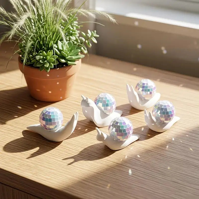 Retro Snail Disco Ball Sun Catcher – Rainbow Light Home Decor