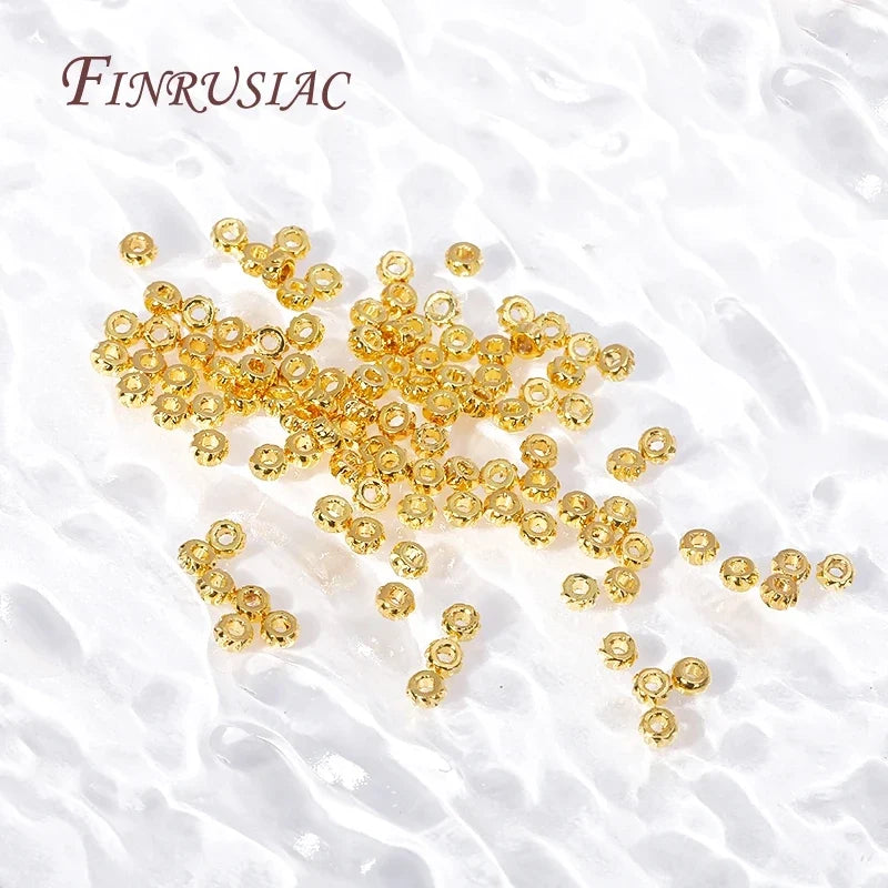 3mm 18K Gold Plated Brass Corrugated Spacer Beads | DIY Jewelry