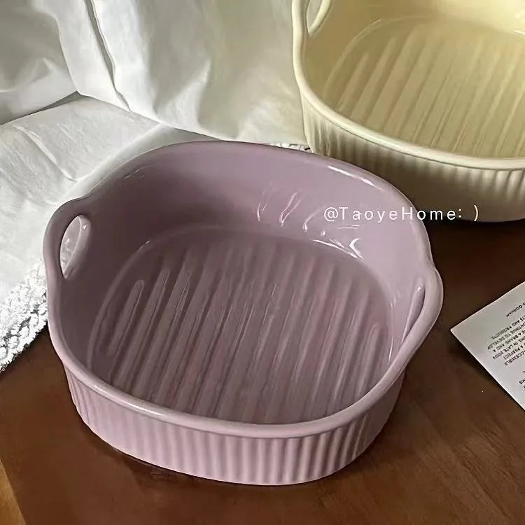 Ceramic Air Fryer Baking Bowl – Heat-Resistant Square Dish