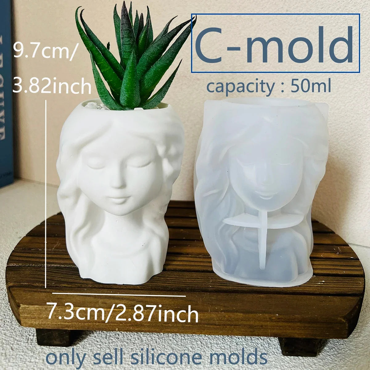 Sleeping Girl Silicone Mold – DIY Resin Concrete Vase Planter