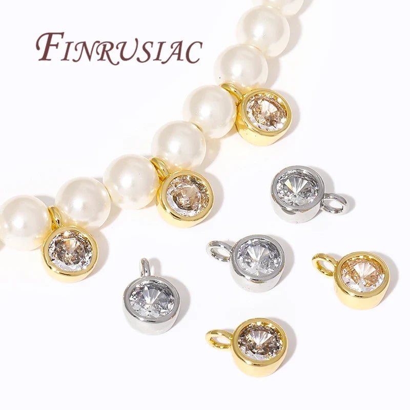 18K Gold Plated Rhinestone Round Charm Pendant – DIY Jewelry