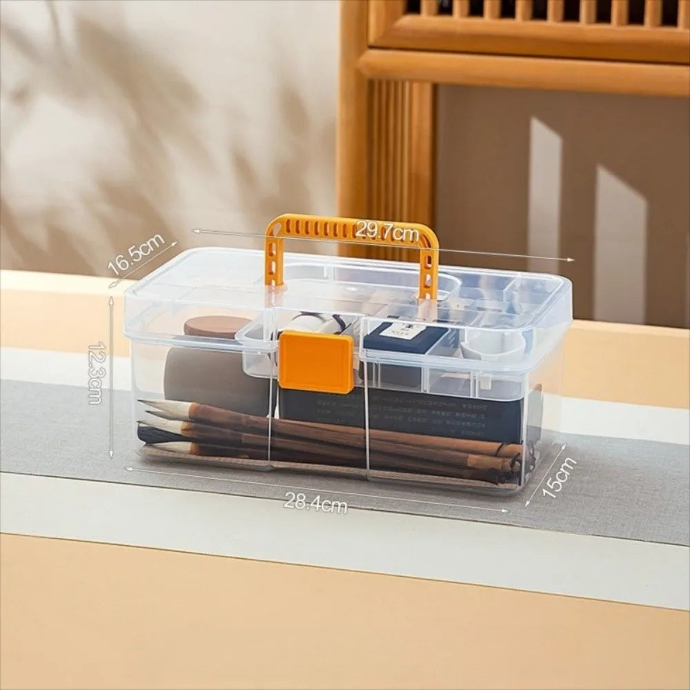Transparent Plastic Tool Organizer Box with Adjustable Dividers