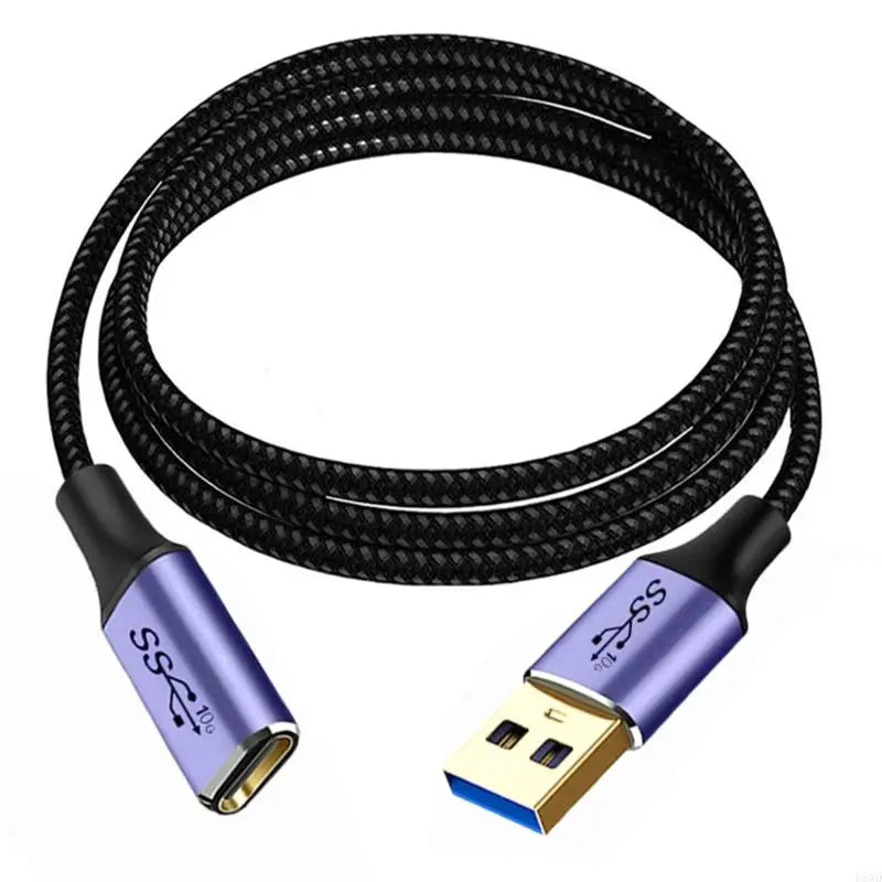 USB 3.0 to USB-C Female Nylon Braided Cable | 0.1m–1m