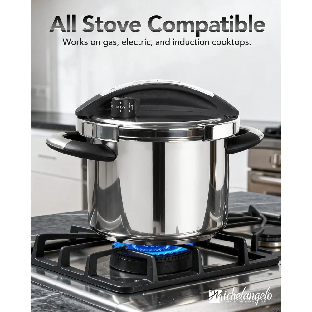 MICHELANGELO Stainless Steel Pressure Cooker 3L 6L – Induction Ready