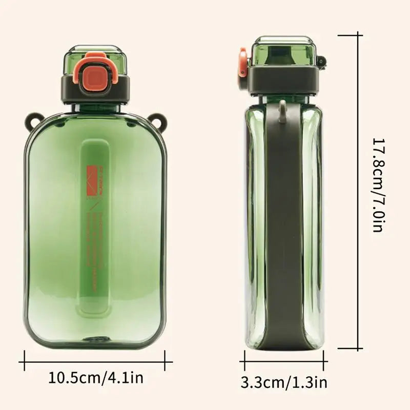 JETTING Flat Square Transparent Water Bottle w/ Strap