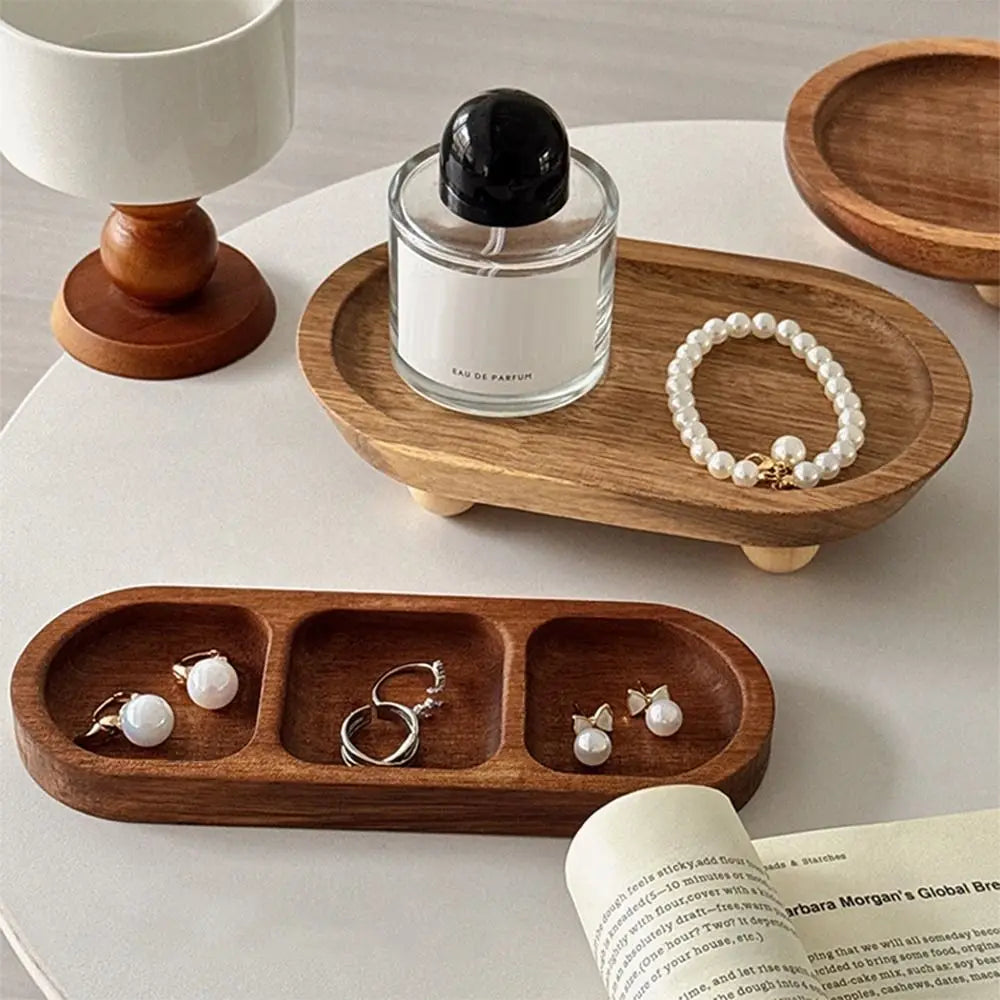 Wood Jewellery Display Tray – Round & Oval Pedestal Stand