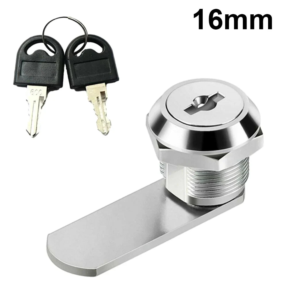 Cam Lock 16–30mm Zinc Alloy Cabinet Drawer Mailbox Lock + 2 Keys