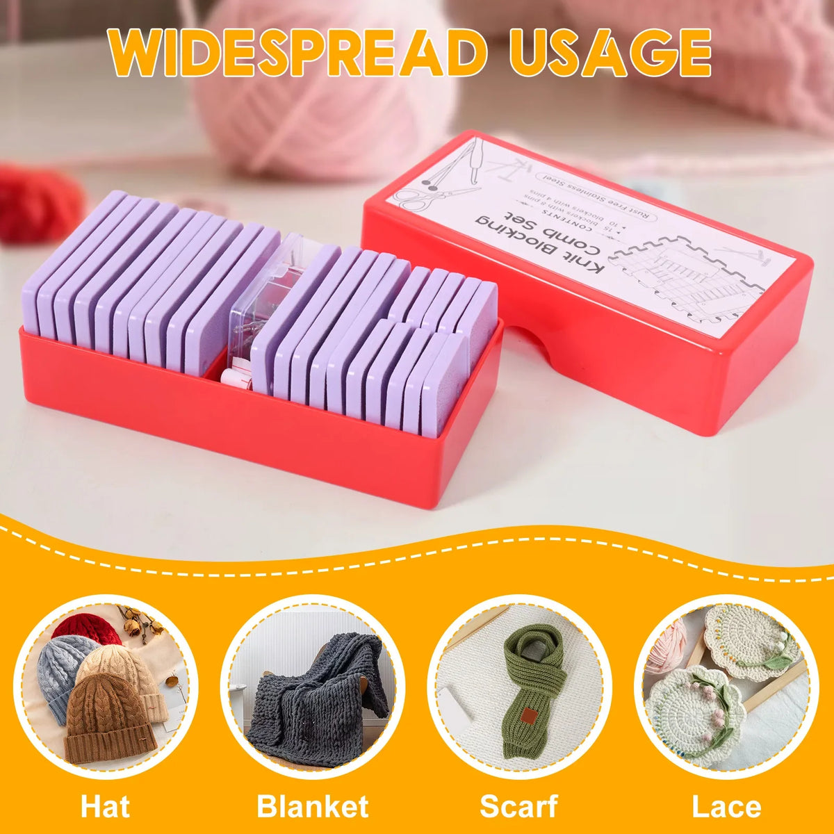 Knit Blocking Comb Set – 57 Pcs with T-Pins & Measuring Tape