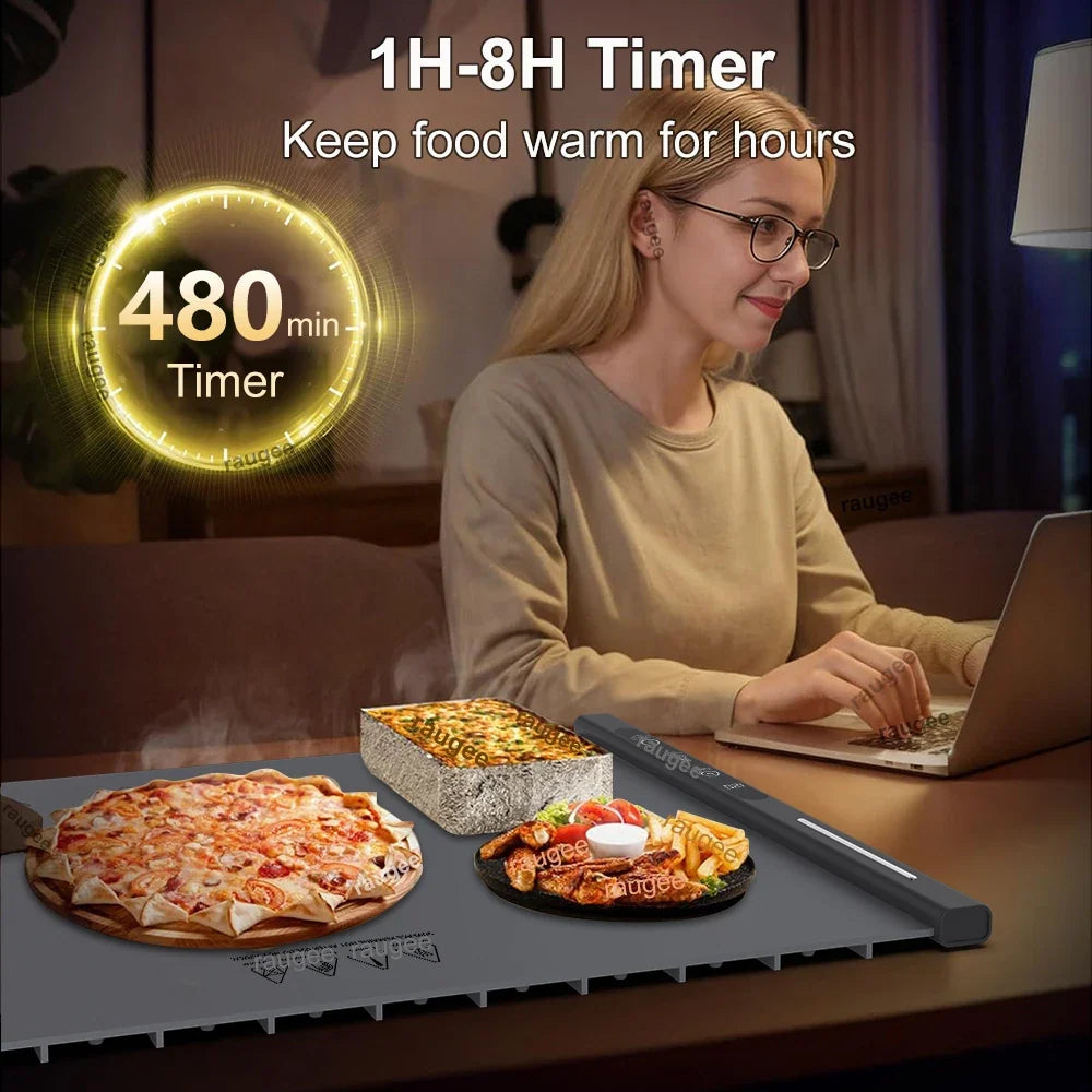 Raugee Foldable Electric Food Warming Tray | 8 Temps & Timer