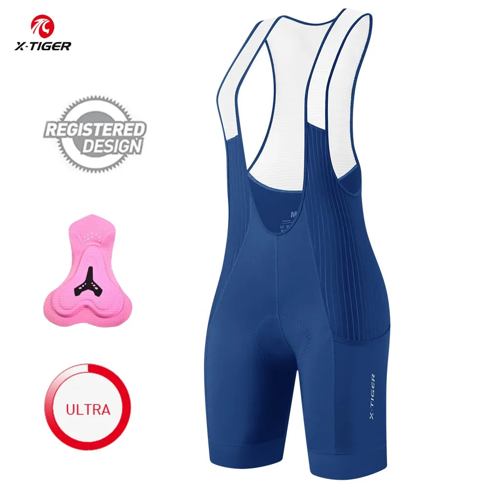 X-TIGER Women's 5D Padded Cycling Bib Shorts | UV Protection