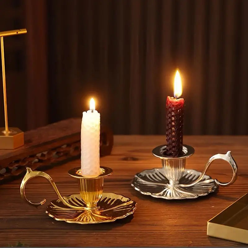 Retro Teacup Metal Chamberstick Candle Holder with Handle