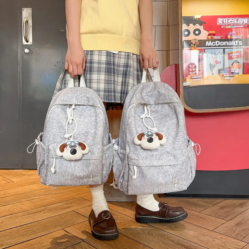 Nixie Embroidered Canvas Backpack | Korean Style, Large Capacity