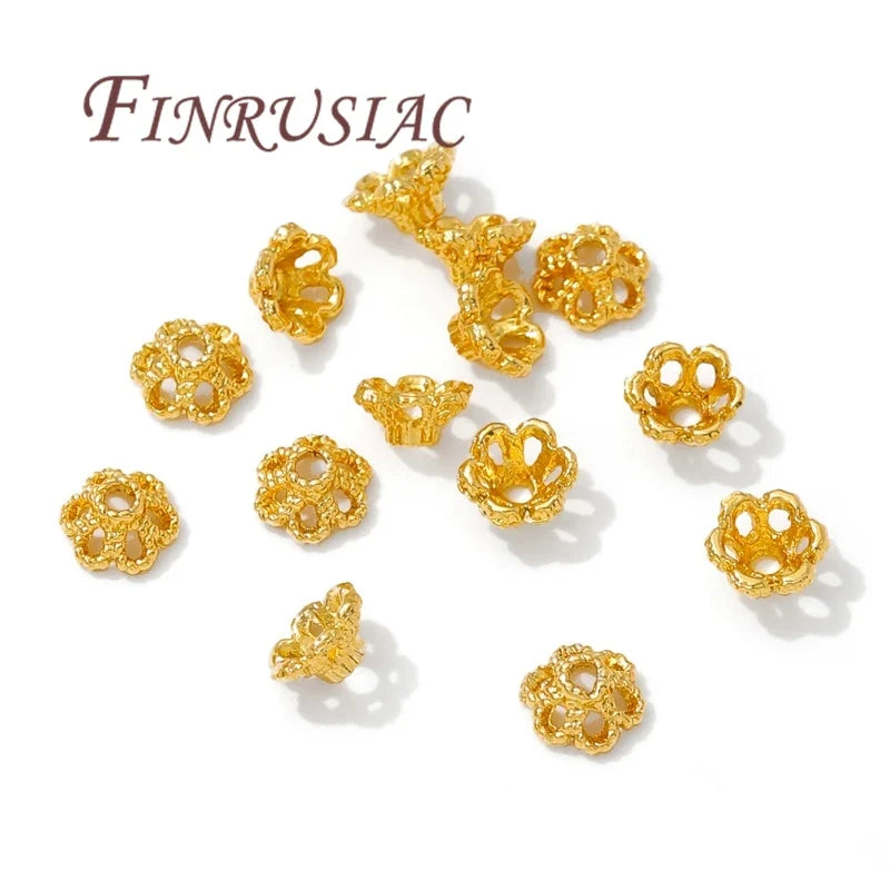 6mm 18K Gold Plated Flower Bead Caps – DIY Jewelry Spacers