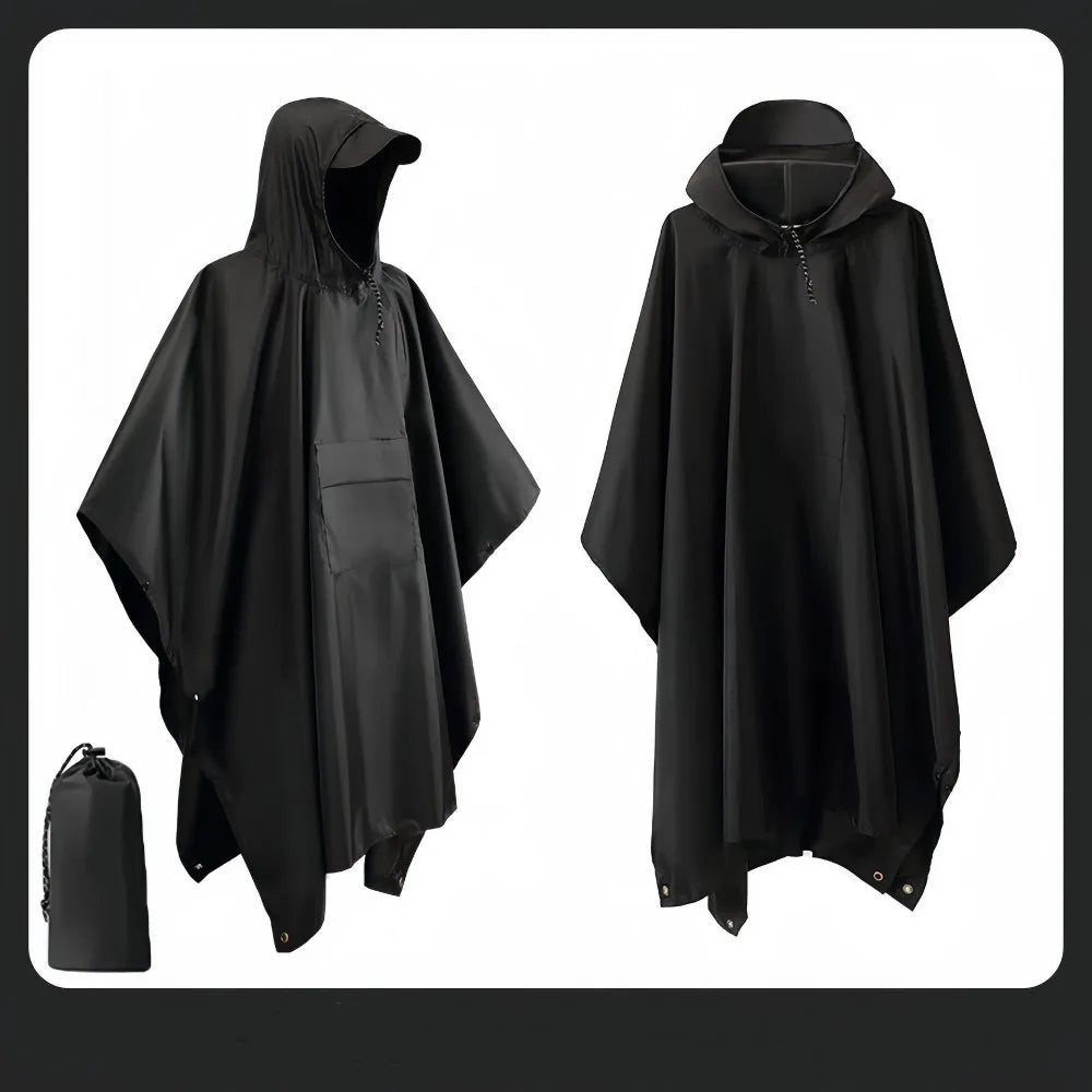 3-in-1 Hooded Waterproof Raincoat – Lightweight Outdoor Poncho
