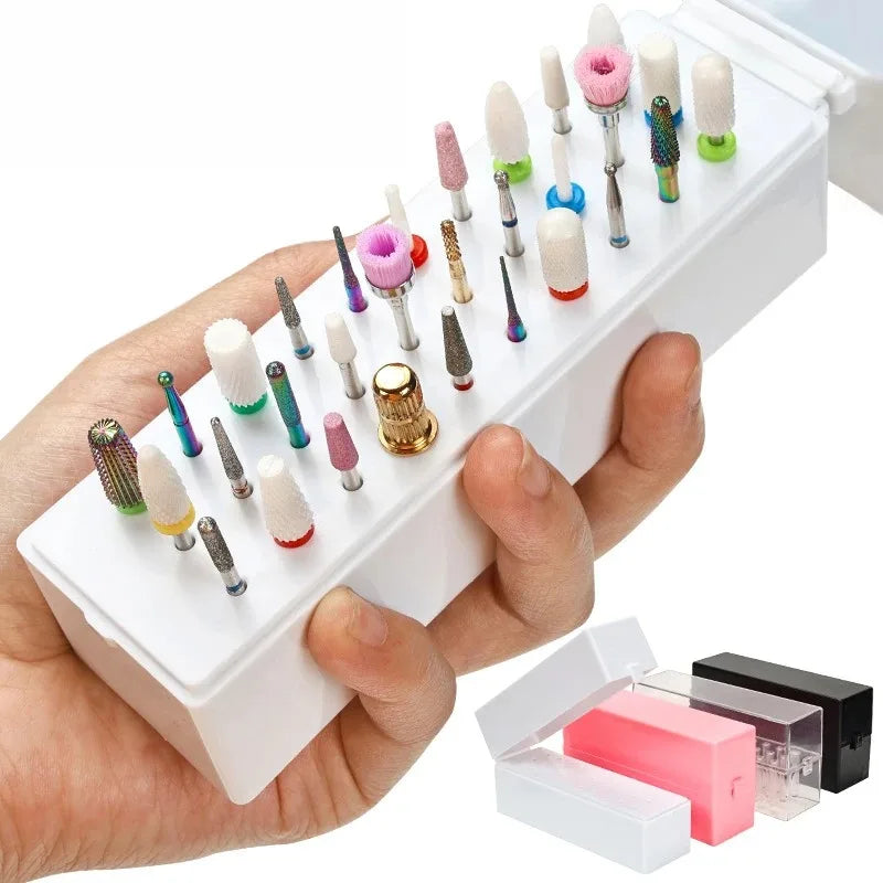 30-Hole Nail Drill Bit Holder Organizer Stand | Display Storage