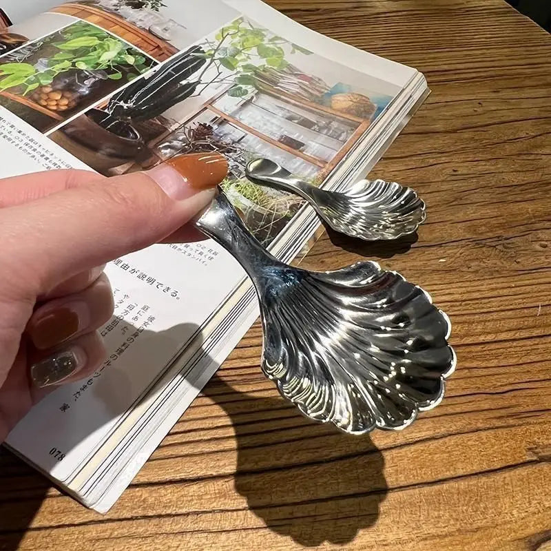 Retro Shell Tea Spoon – Stainless Steel Dessert Spoon