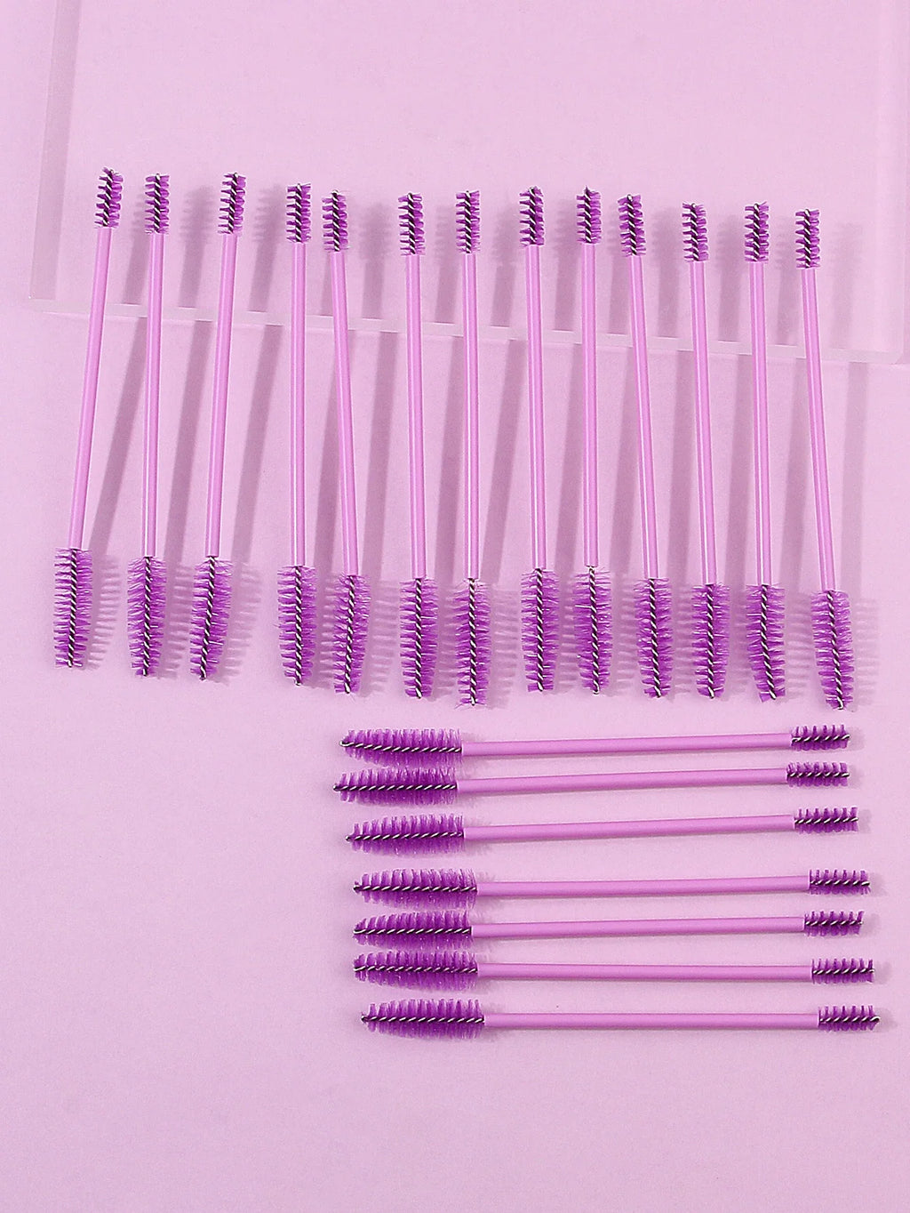20-Piece Double-Headed Mascara & Eyebrow Brush Set – Purple