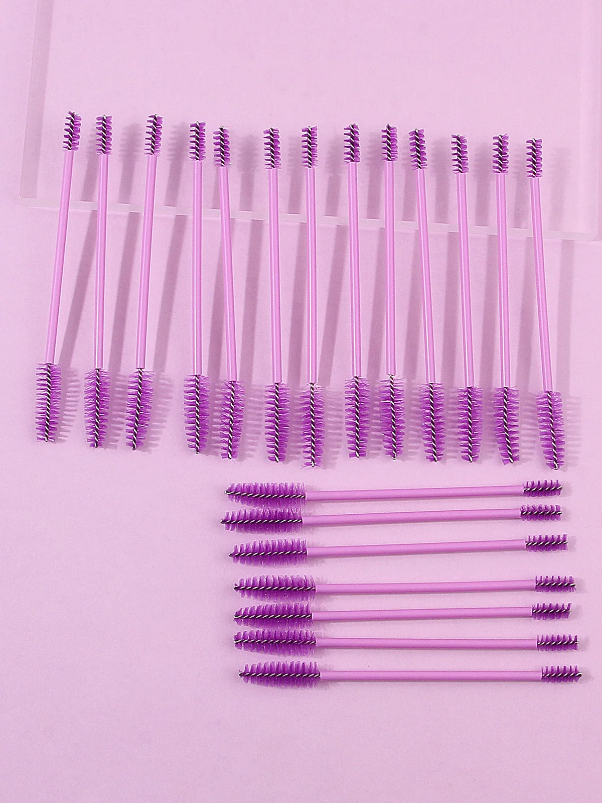 20-Piece Double-Headed Mascara & Eyebrow Brush Set – Purple