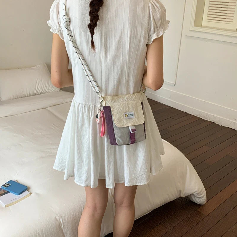Korean Mini Crossbody Phone Bag – Color Block Shoulder Bag