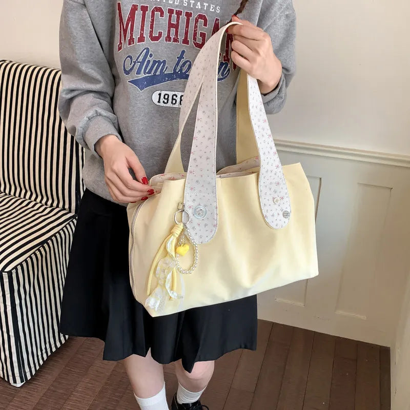 Korean-Style Large Tote Bag for Women | Nixie Oxford Shoulder Bag