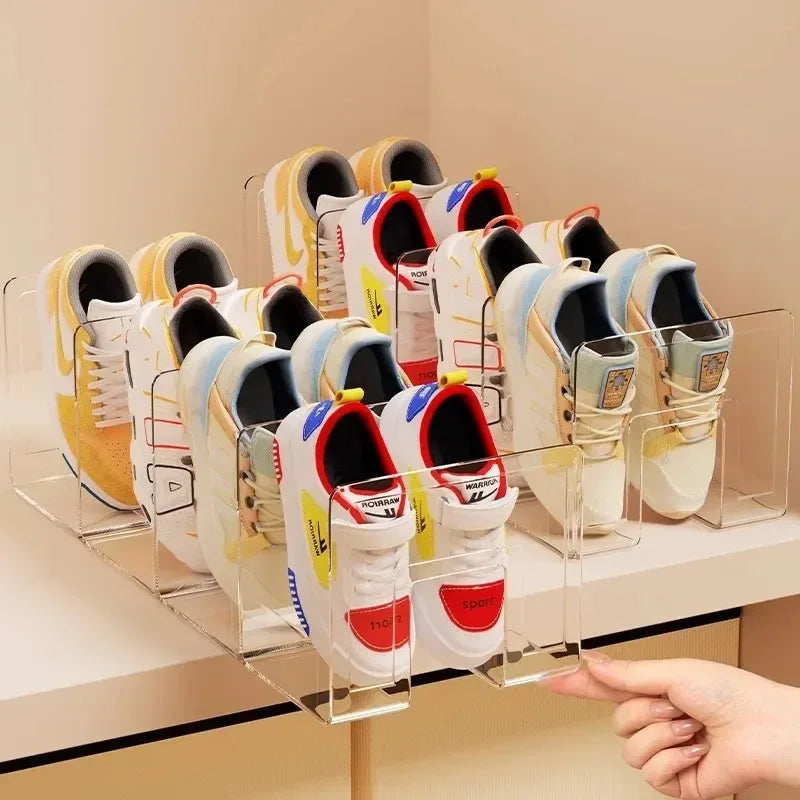 4-Compartment Transparent Kids Shoe Organizer | Acrylic Rack