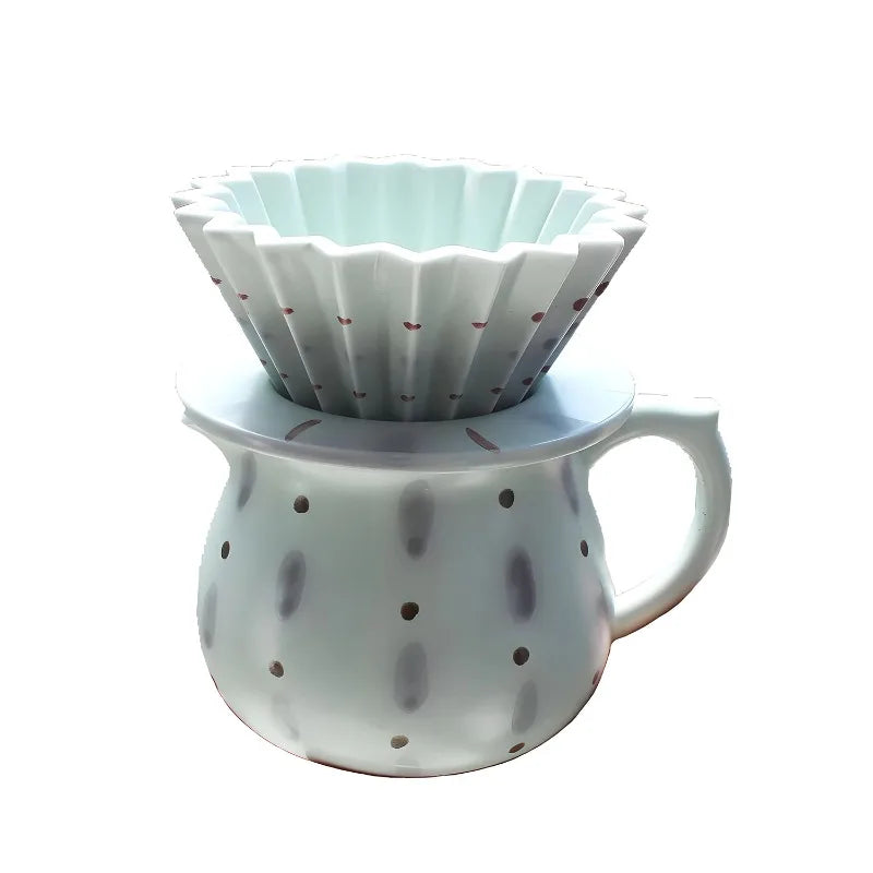 Hand-Painted Ceramic Pour Over Coffee Dripper & Carafe Set