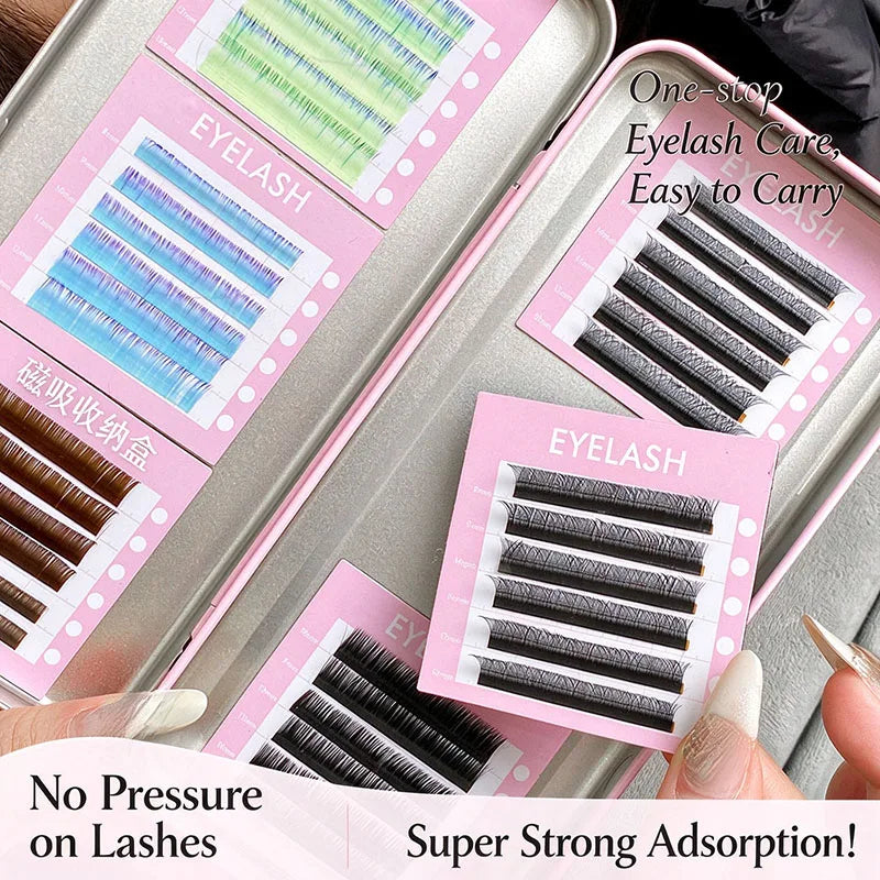 Magnetic Eyelash Extension Storage Box with 6 Lash Tiles