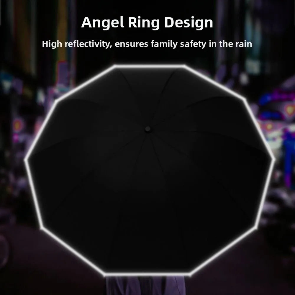 LED Flashlight Auto Open Umbrella – UV & Windproof, Reverse Fold