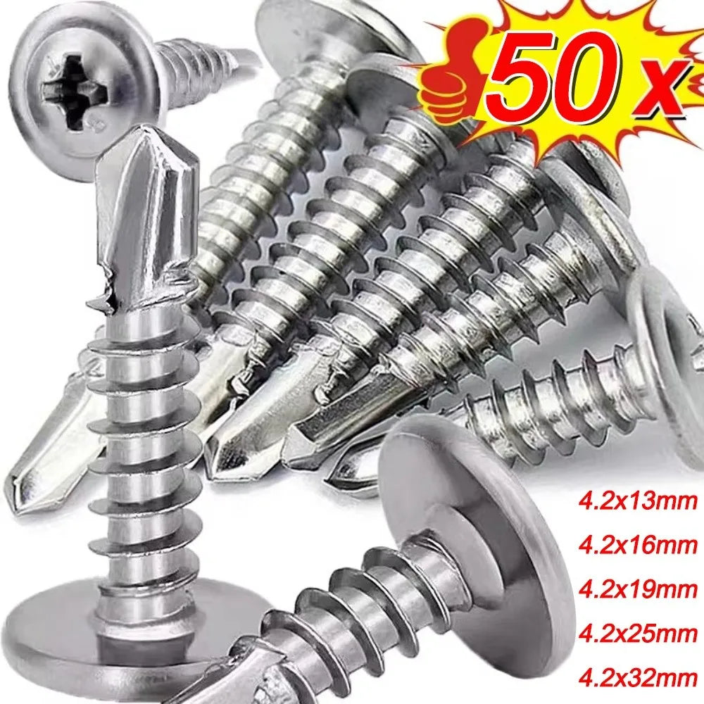 50PCS 410 Stainless Steel Self-Tapping Screws Phillips Truss Head