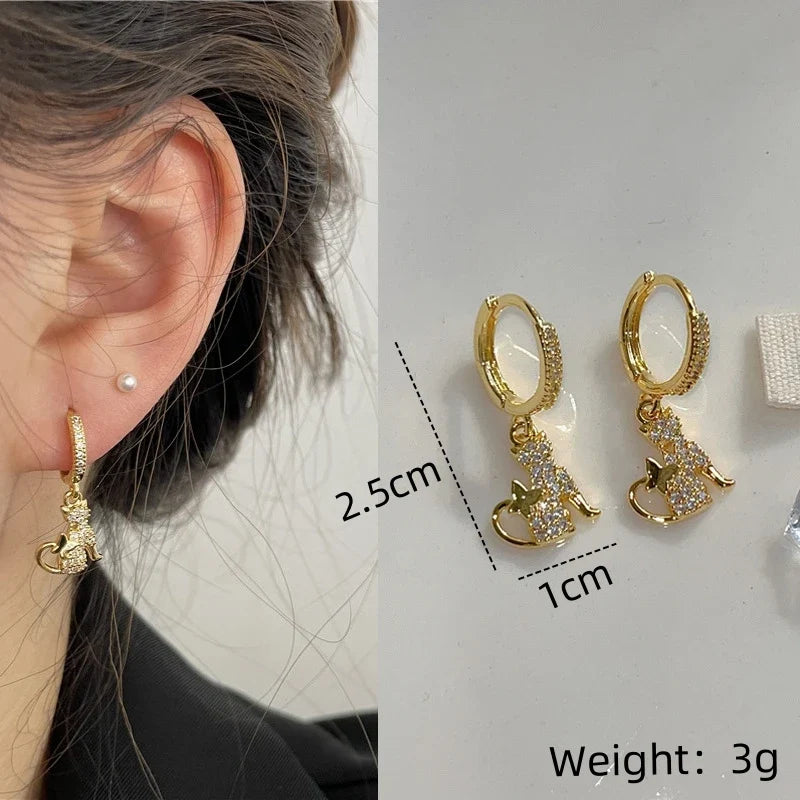 Nixie Zircon Drop Earrings – 14K Gold Plated Sparkle for Women