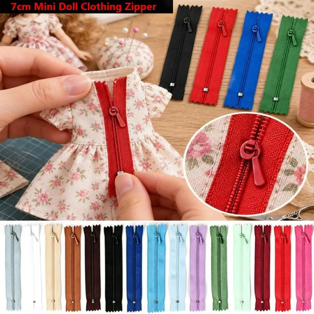 5-Pack 7cm Mini Zippers – Multicolor DIY Sewing & Doll Crafts