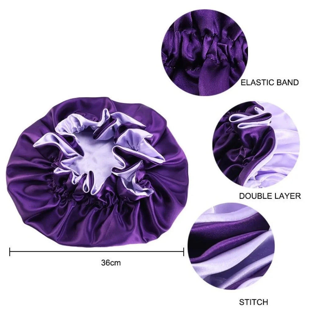 Double Layer Satin Sleep Bonnet – Reversible Lace Hair Cap